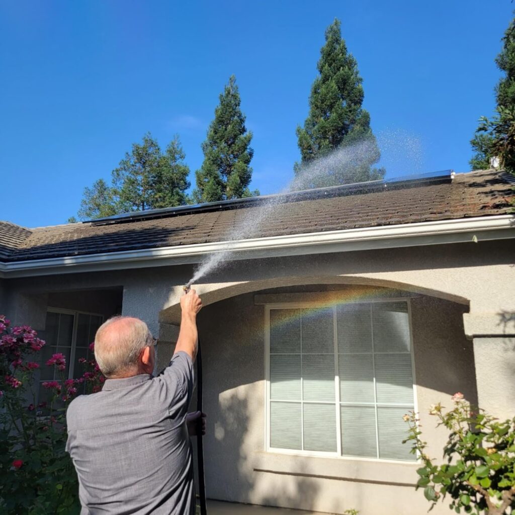 manual cleaning solar panels