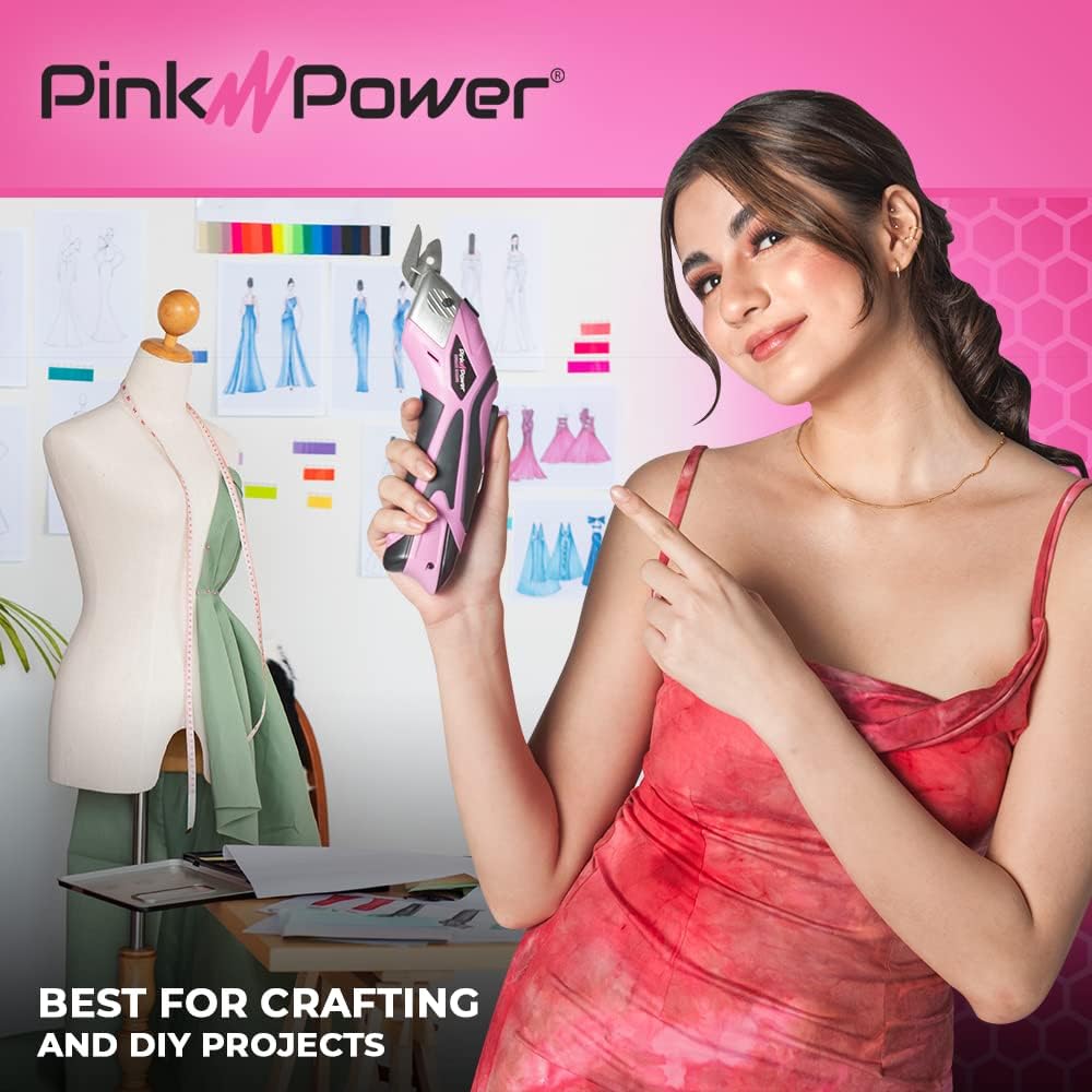 pink power electric fabric scissors