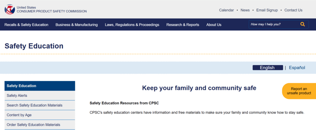 U.S consumer product safety education