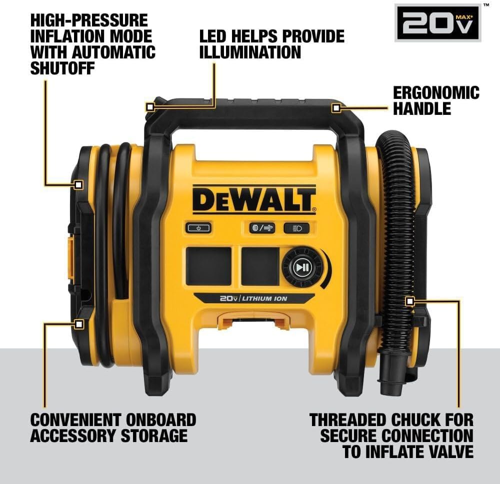 dewalt 20v tire pressure gauge with inflator